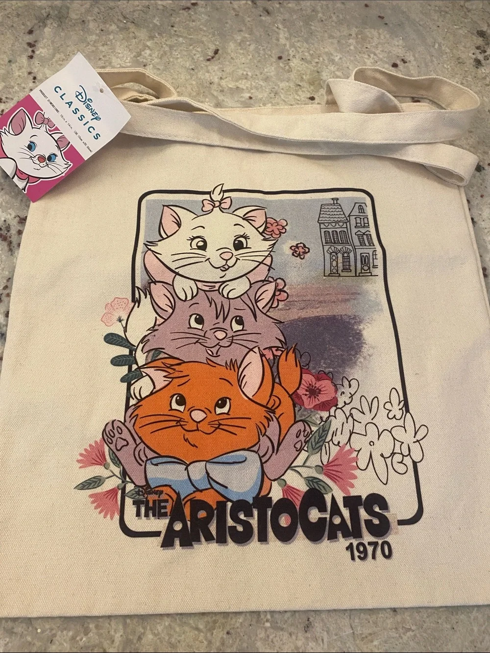 Disney The Aristocats 1970 Cream Cat Tote Bag featuring Marie & more NWT